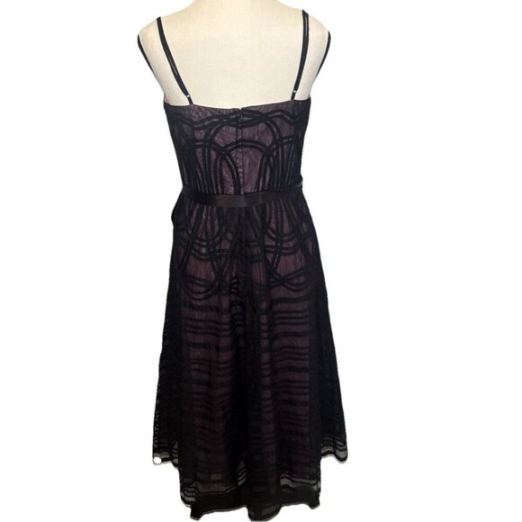 BCBGMAXAZRIA Black & Pink Tulle Woven Spaghetti Strap Cocktail Party Dress Sz 8 - Picture 5 of 11